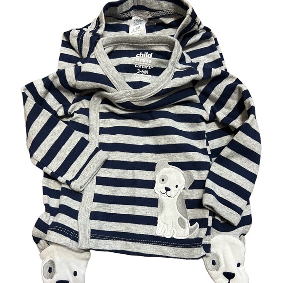 Child of Mine by Carter’s Baby 3-6M 2 Piece Pajamas Stripe w Doggie Footies - Picture 3 of 3